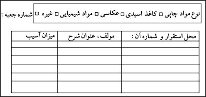 فرم ليست مواد آسيبديده