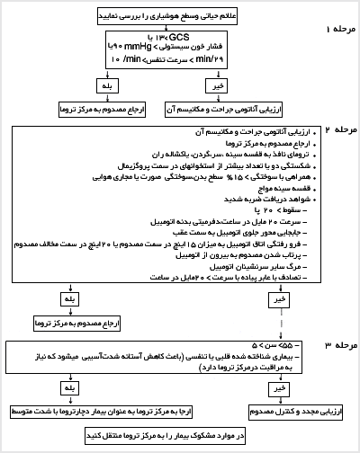 شماى دستهبندى مصدومين براساس شدت جراحت که توسط کالج جراحان آمريکا منتشر شده است.