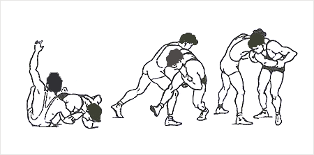 فن لنگ مغربى (پا پشت پا)، اجراء از پائين