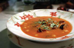 سوپ گوجه فرنگی با بادمجان