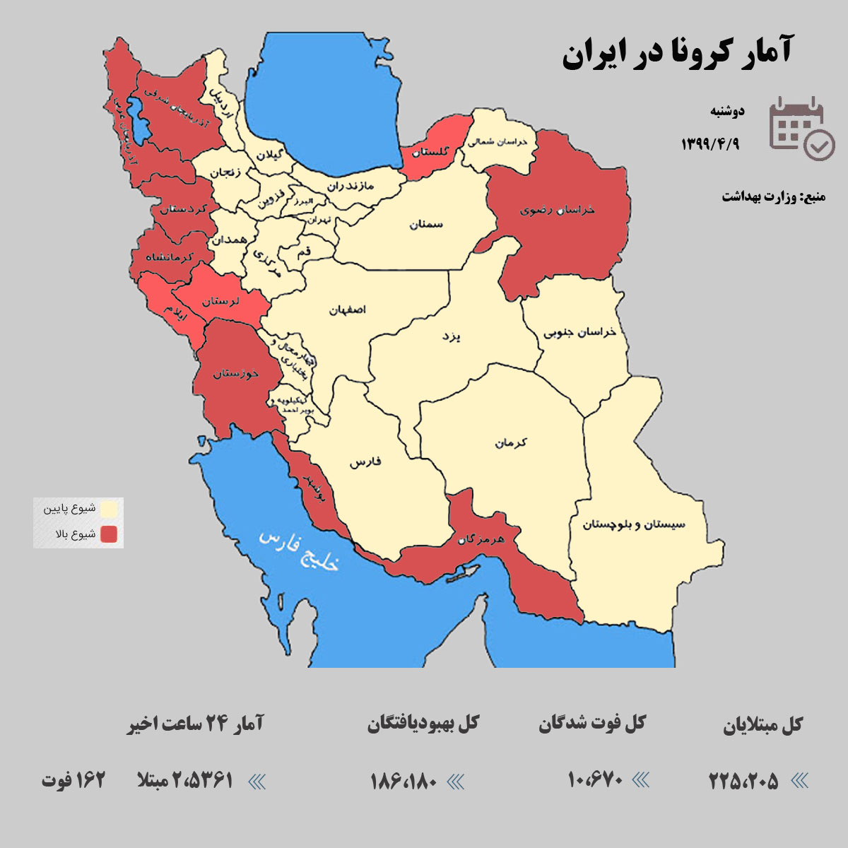 آخرین آمار کرونا در ایران / 9 تیر