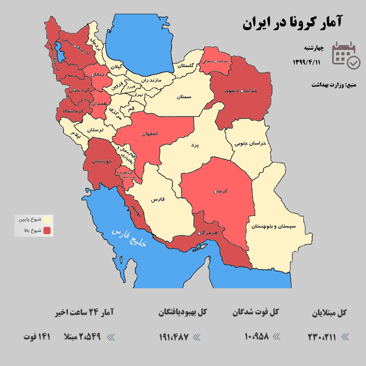 آخرین آمار کرونا در ایران / 11 تیر