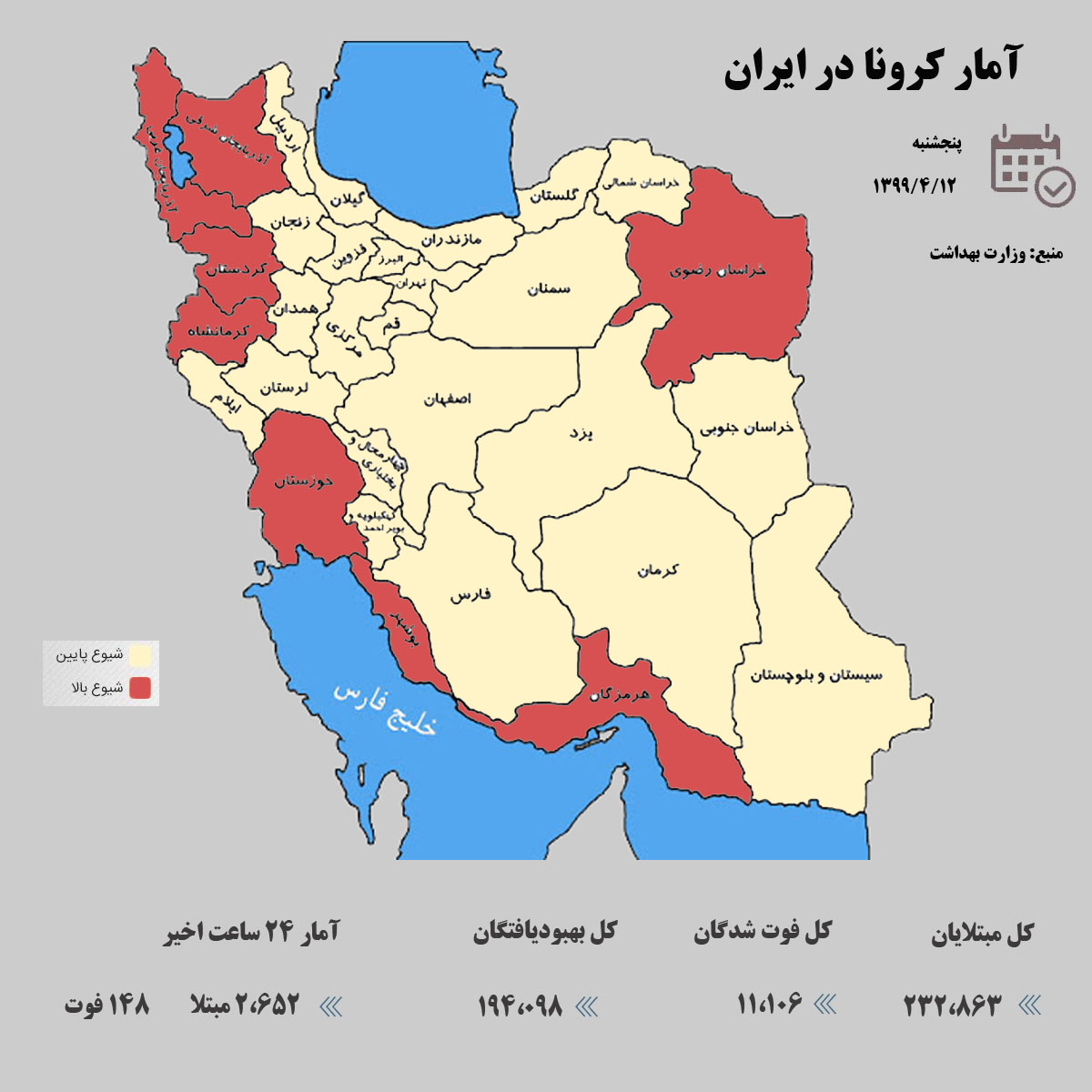 آخرین آمار کرونا در ایران / 12 تیر