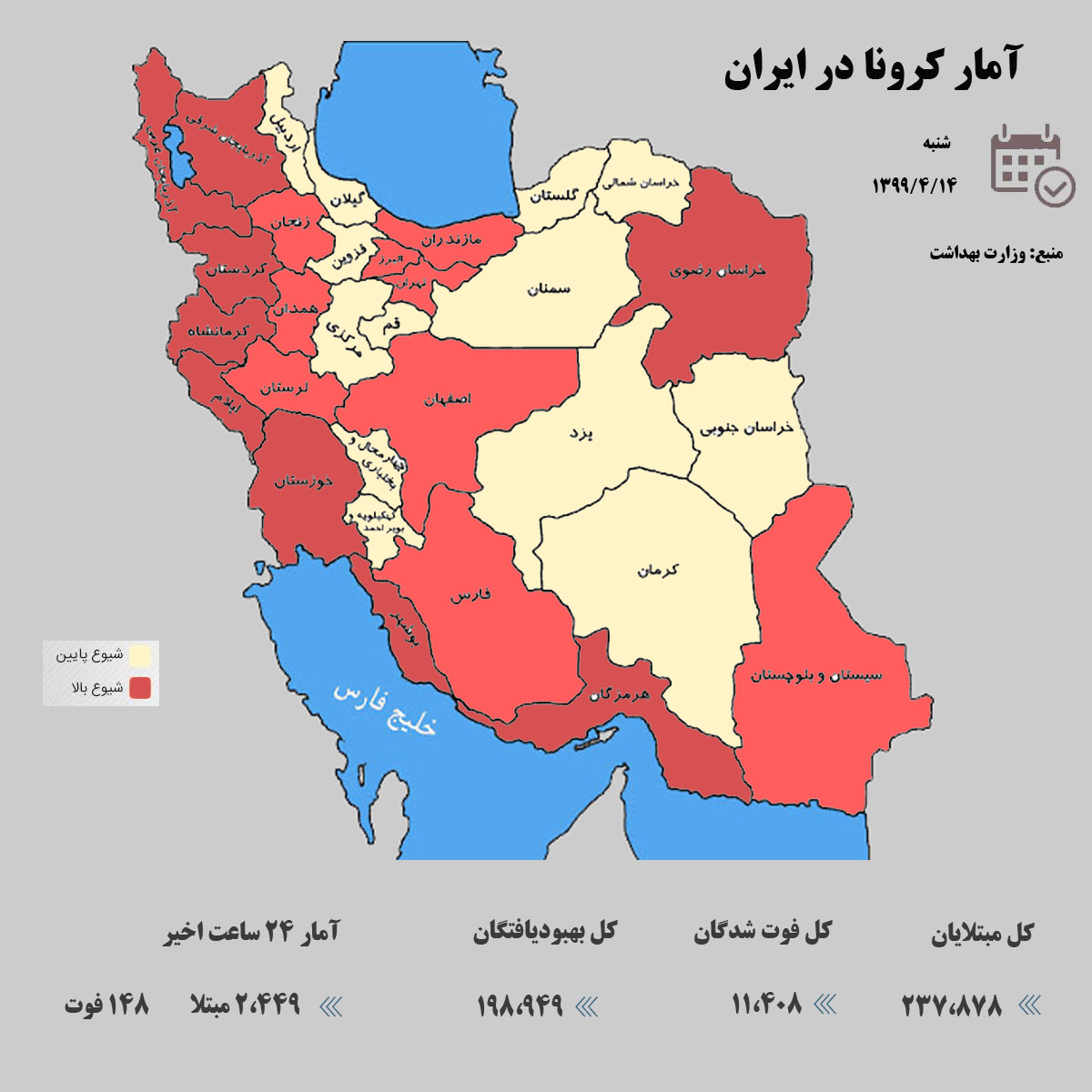 آخرین آمار کرونا در ایران / 14 تیر