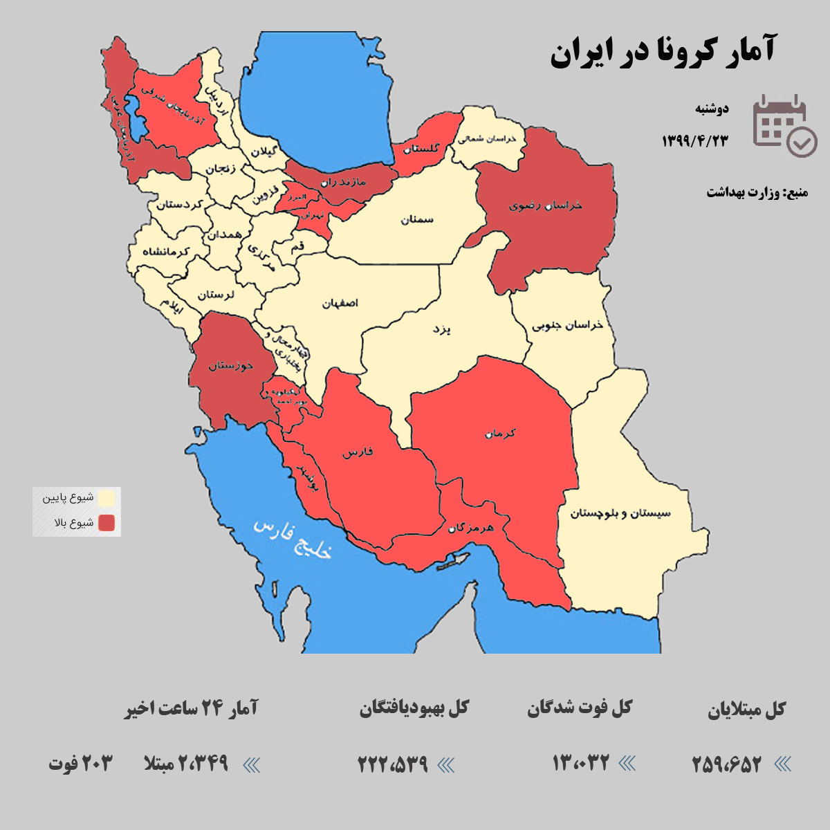 آخرین آمار کرونا در ایران / 23 تیر