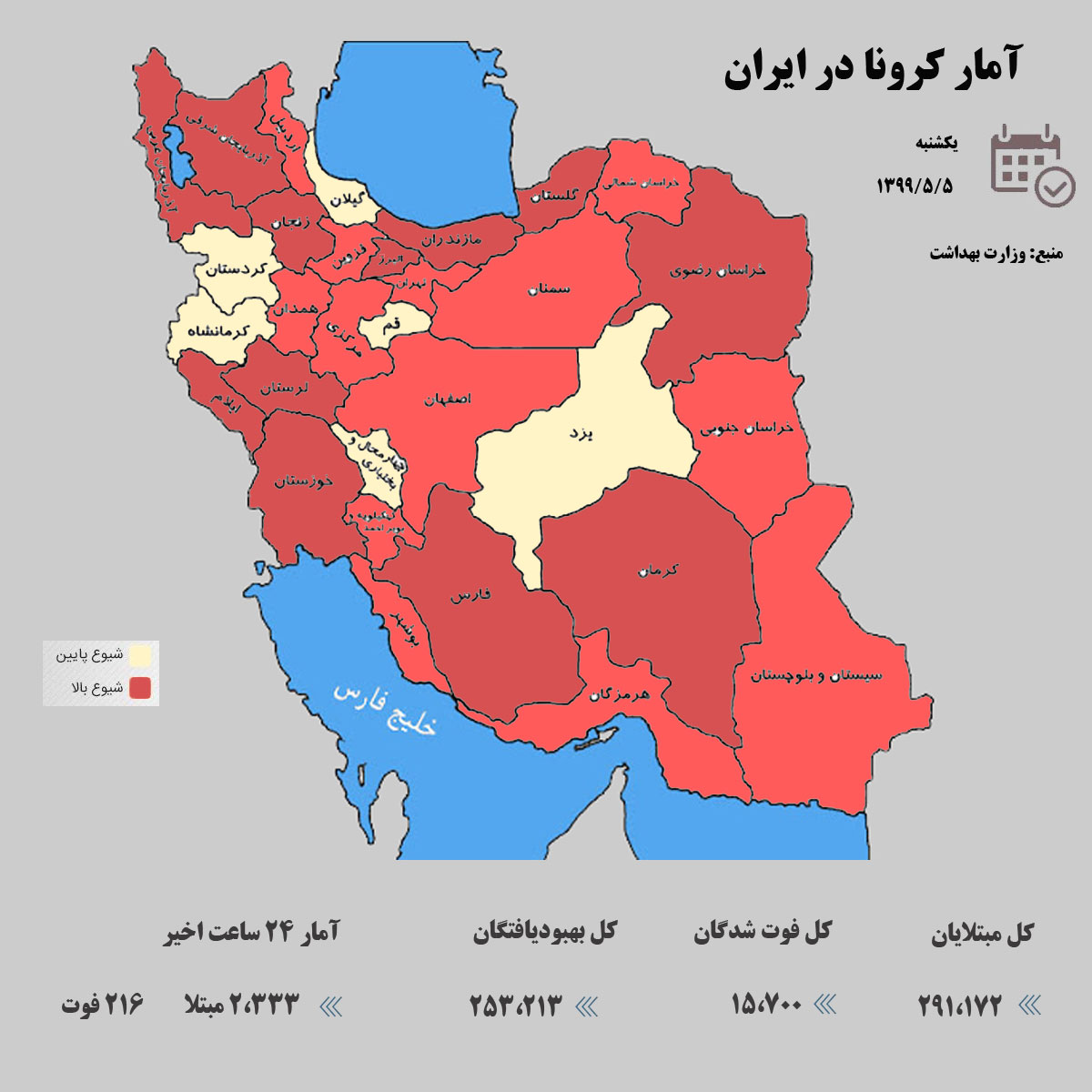آخرین آمار کرونا در ایران / 5 مرداد